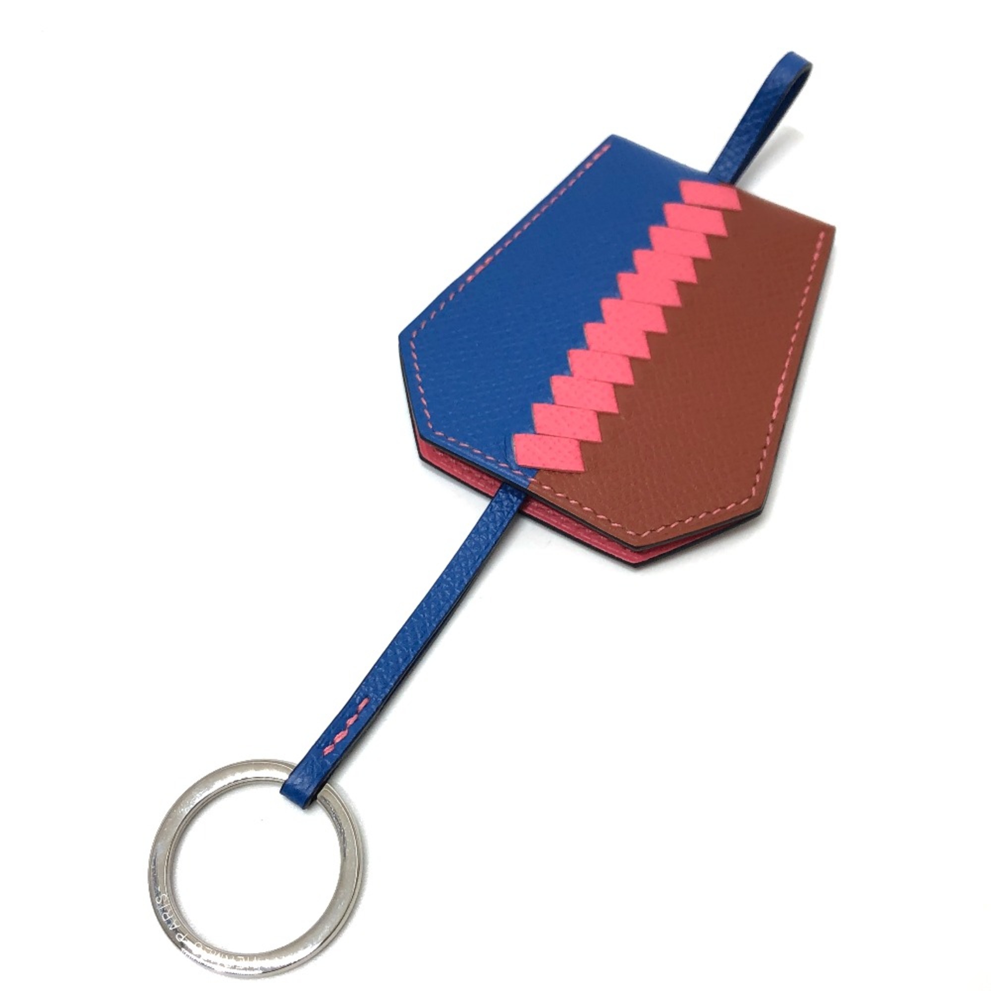 Hermes Clochette Key ring Brick x Blue Zellige x Rose Azalea blue Blue/Brown/Pink/SilverHardware