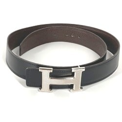 Hermes belt Black x Chocolate Black x Dark Brown SilverHardware