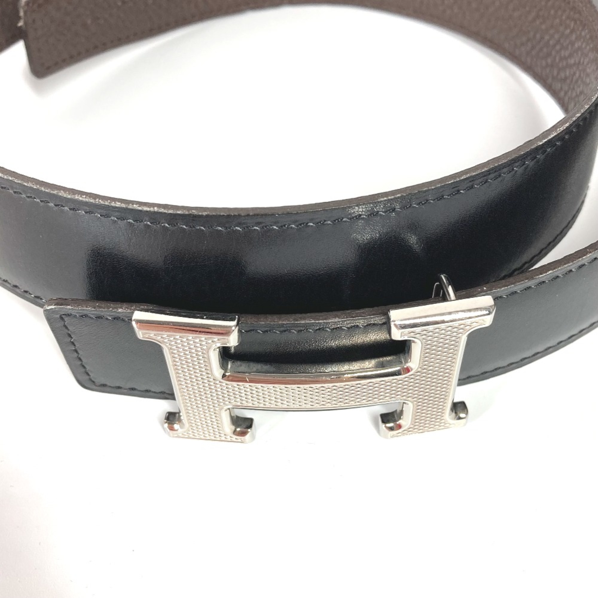 Hermes belt Black x Chocolate Black x Dark Brown SilverHardware