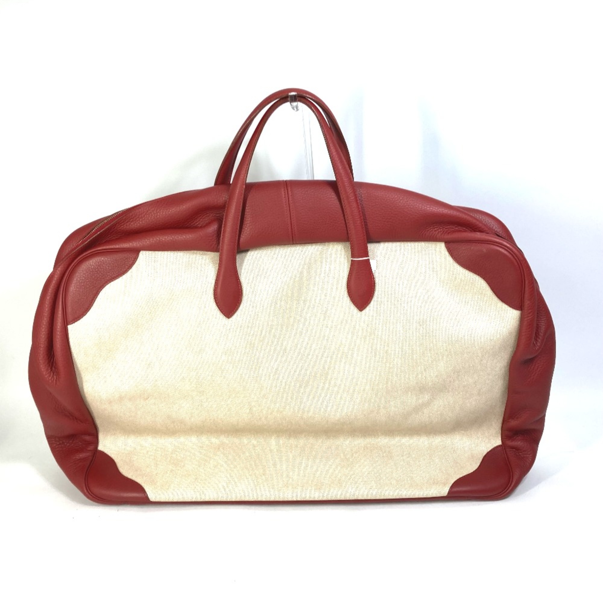 Hermes Travel bag Tote Bag Hand Bag Duffle Bag Beige/Red