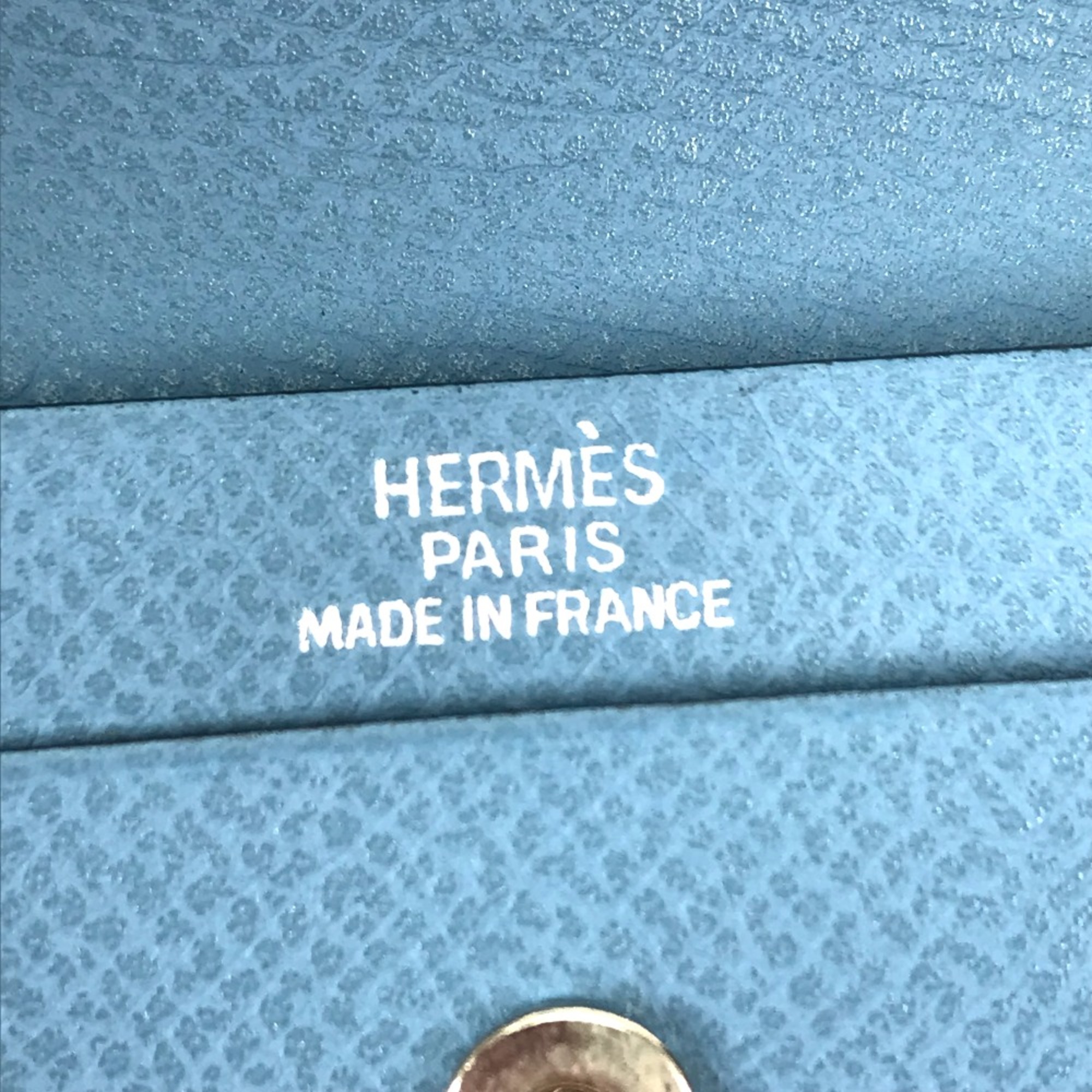 Hermes Business card holder pass case coin purse Wallet Coin Compartment Card Case Blue gene blue SilverHardware