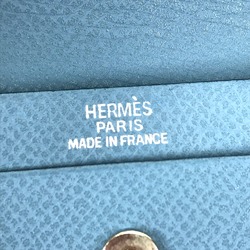 Hermes Business card holder pass case coin purse Wallet Coin Compartment Card Case Blue gene blue SilverHardware