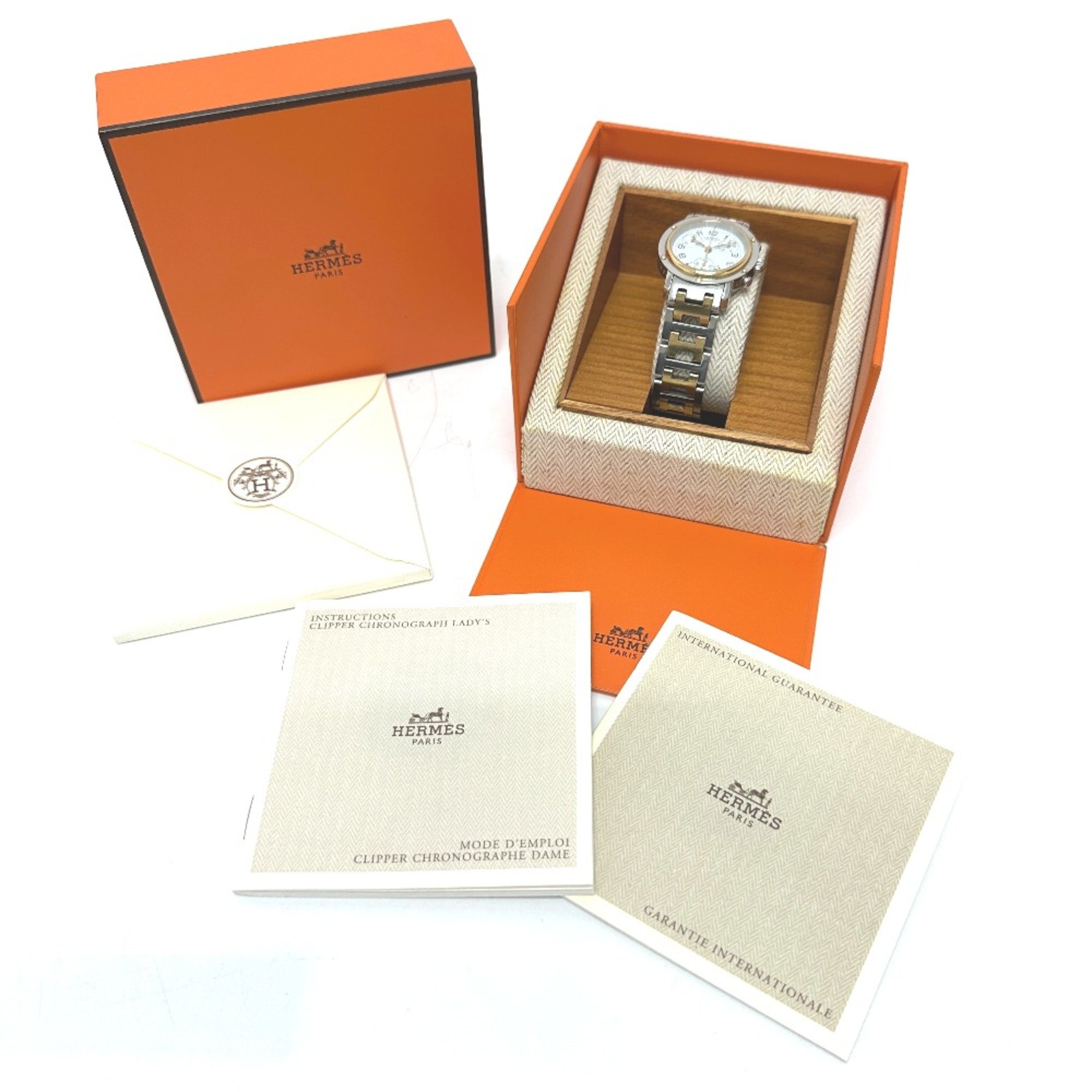 Hermes CL1.320 Quartz date Wristwatch Silver