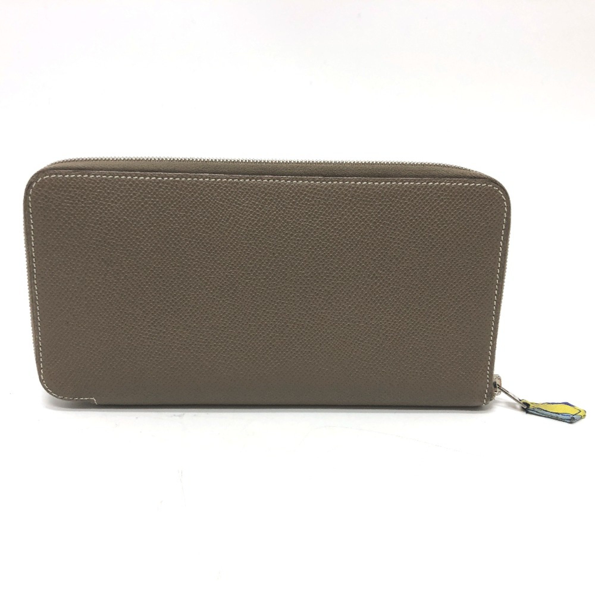 Hermes Zip Around Long Wallet Etoupe Gray Based