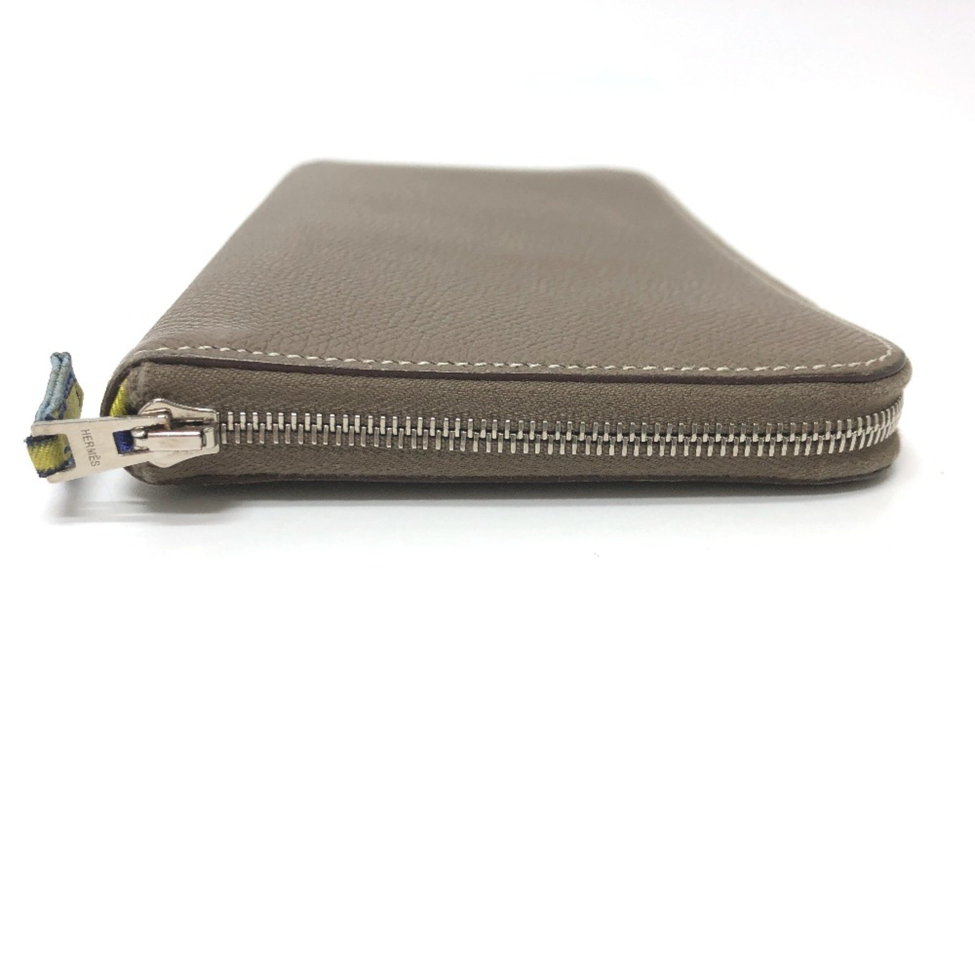 Hermes Zip Around Long Wallet Etoupe Gray Based