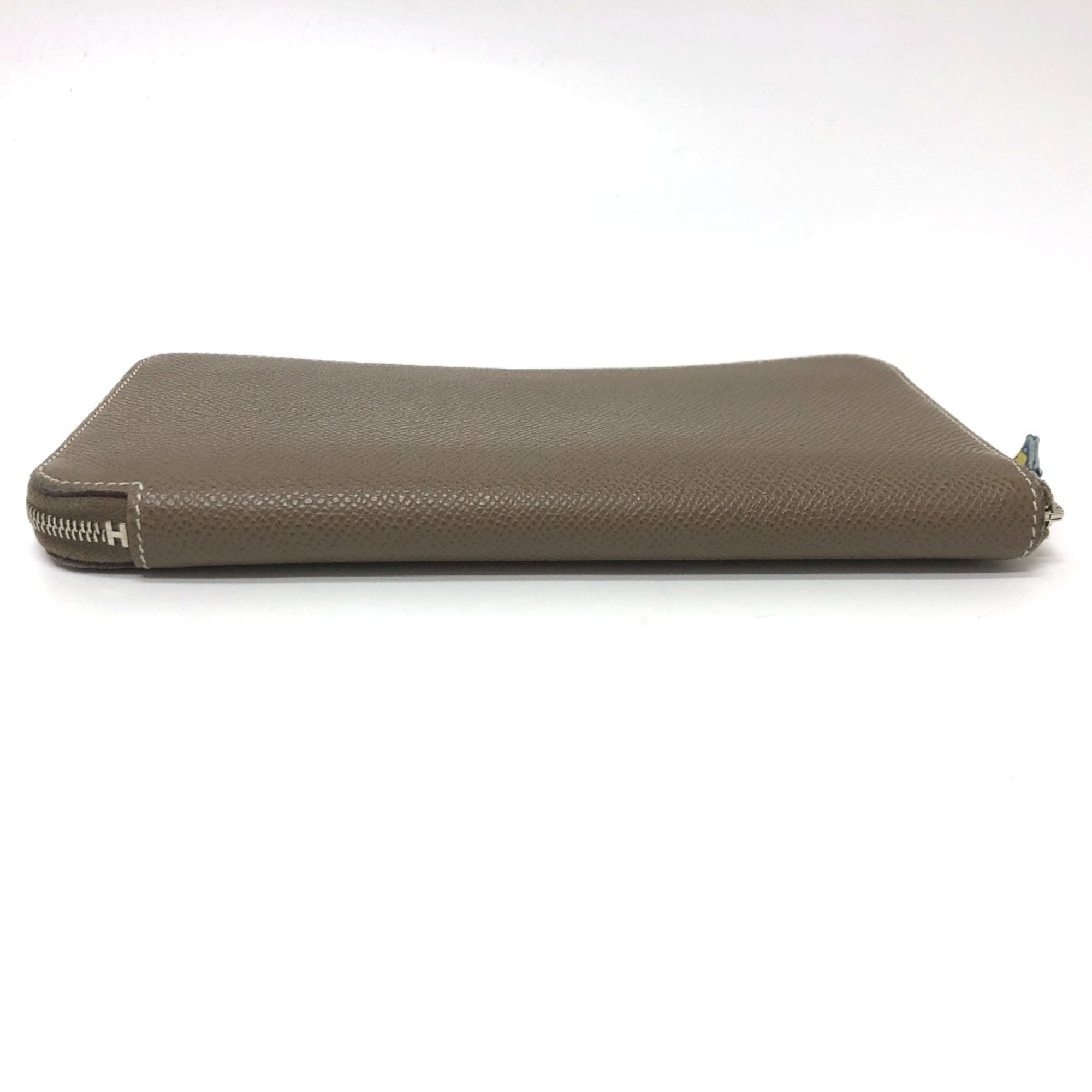 Hermes Zip Around Long Wallet Etoupe Gray Based