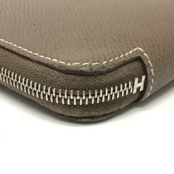 Hermes Zip Around Long Wallet Etoupe Gray Based