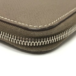 Hermes Zip Around Long Wallet Etoupe Gray Based