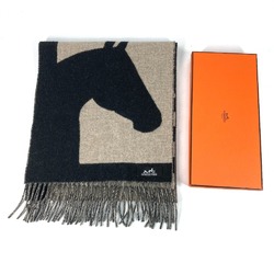 Hermes fringe horse horse cheval 2023 Autumn/Winter Collection Scarf Beige-Cine Beige x Black