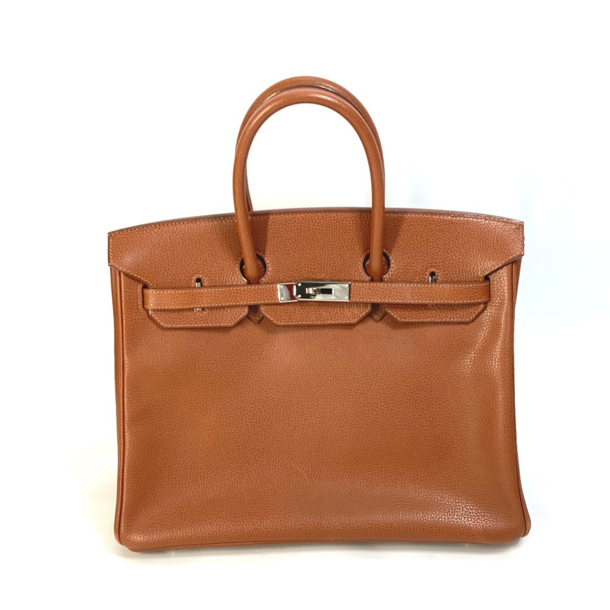 Hermes Turn lock Bag SV Hardware Hand Bag Noisette Brown SilverHardware