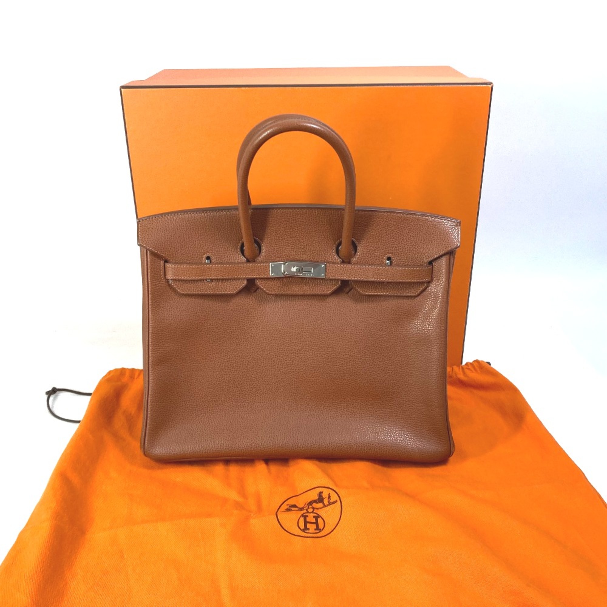 Hermes Turn lock Bag SV Hardware Hand Bag Noisette Brown SilverHardware