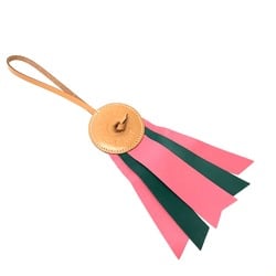 Hermes logo Key Holder accessory charm Pink/Green Brown