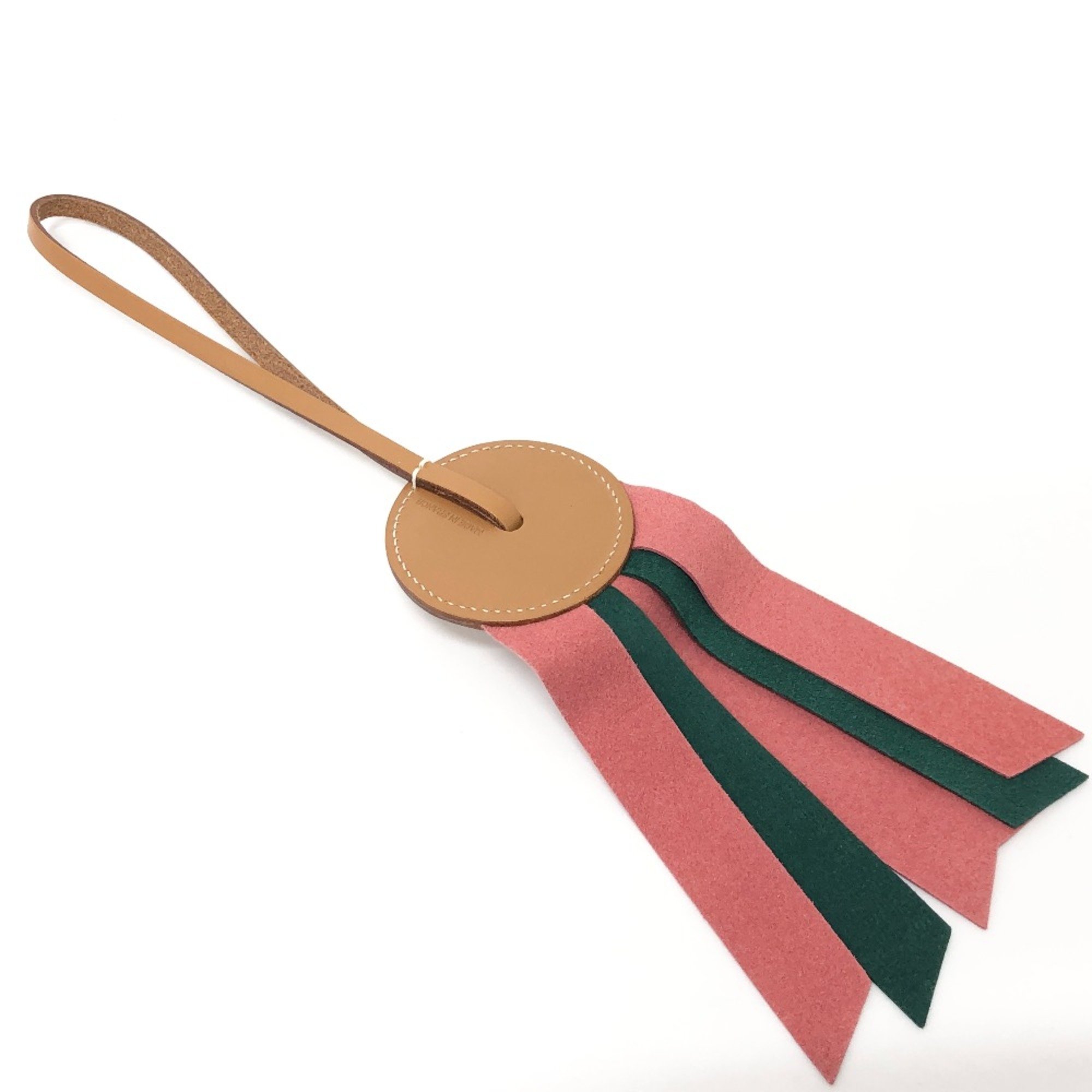 Hermes logo Key Holder accessory charm Pink/Green Brown