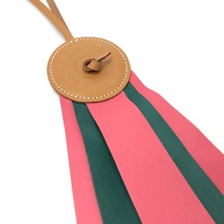 Hermes logo Key Holder accessory charm Pink/Green Brown