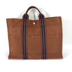 Hermes Hand Bag Bag Tote Bag Brown Navy