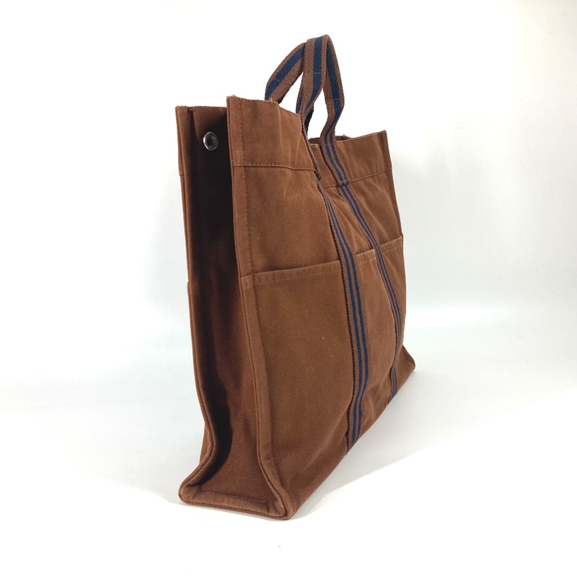 Hermes Hand Bag Bag Tote Bag Brown Navy