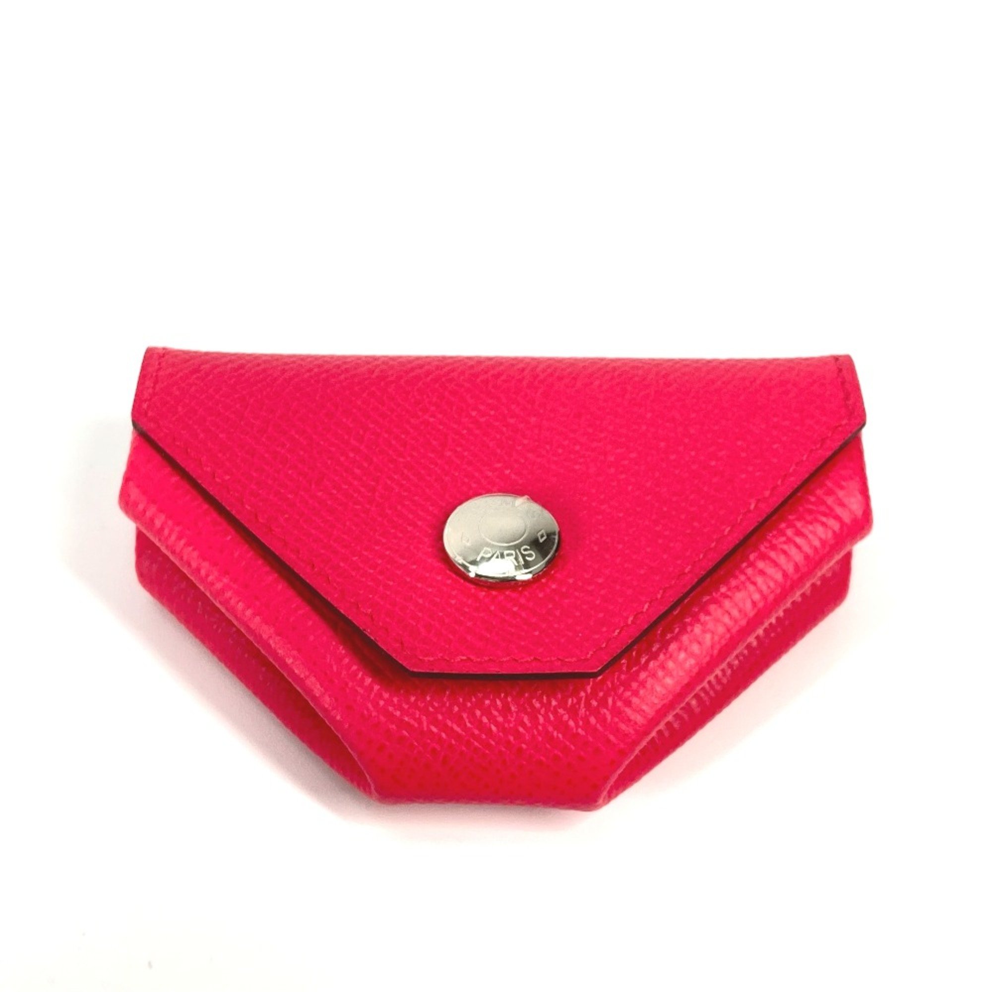 Hermes triangle Coin Compartment Wallet coin purse Rose Extreme RedBased