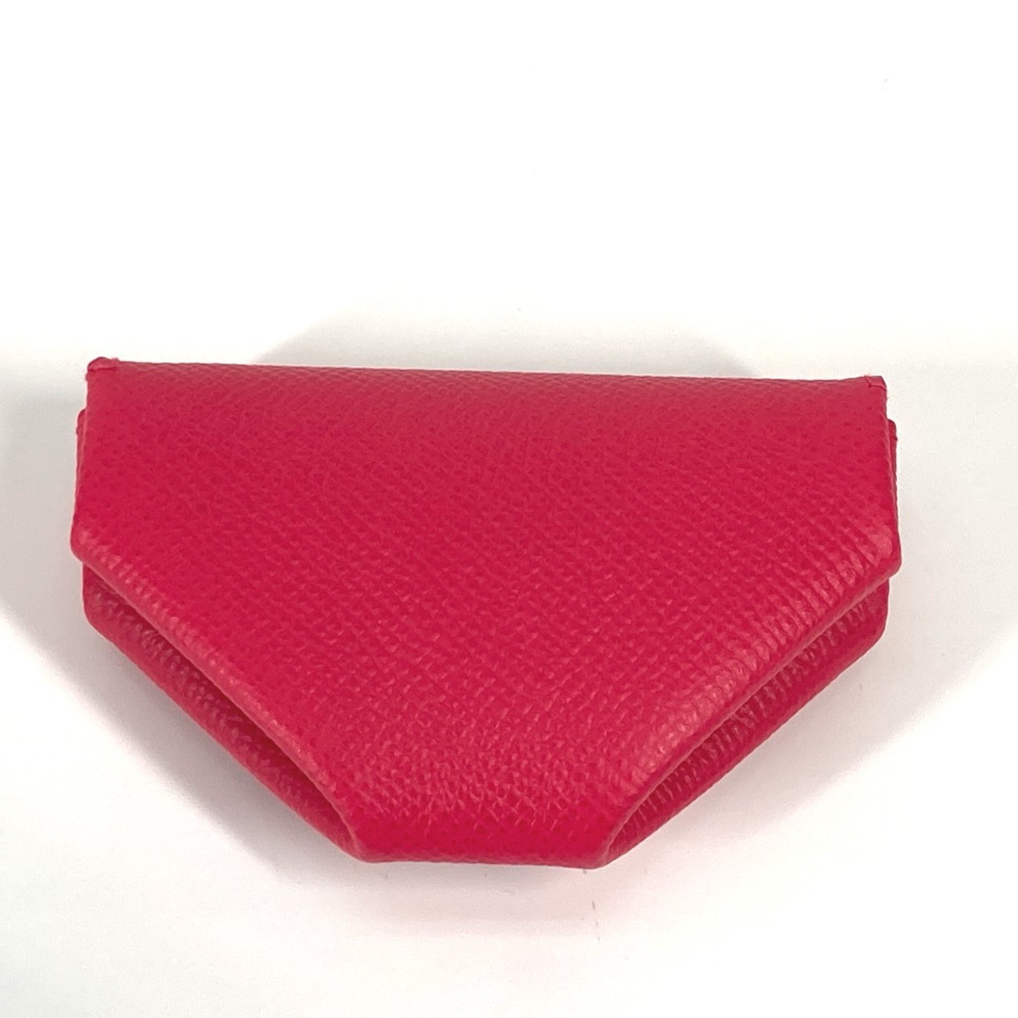 Hermes triangle Coin Compartment Wallet coin purse Rose Extreme RedBased