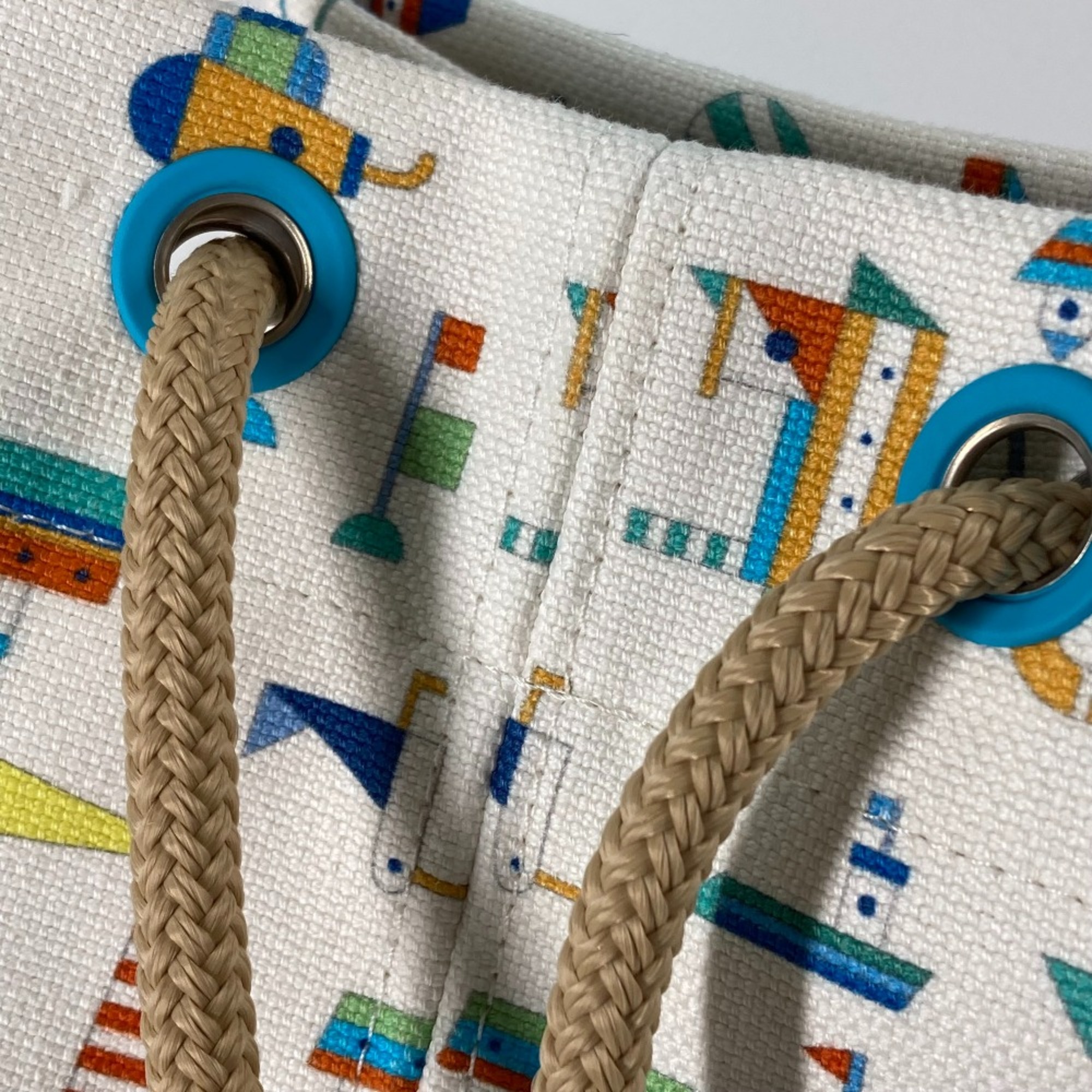 Hermes marine print Drawstring bag Shoulder Bag White x blue