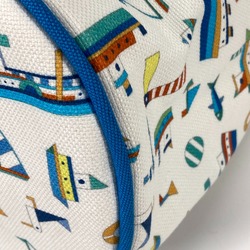 Hermes marine print Drawstring bag Shoulder Bag White x blue