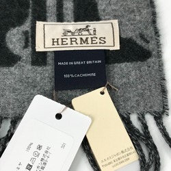 Hermes fringe fringe Scarf gray