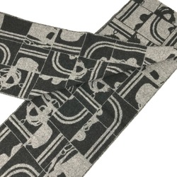 Hermes fringe fringe Scarf gray