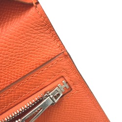 Hermes HHardware Two fold Long Wallet Orange SilverHardware