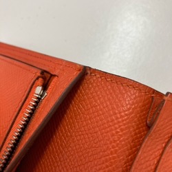 Hermes HHardware Two fold Long Wallet Orange SilverHardware