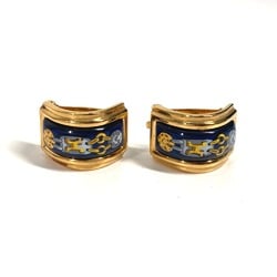 Hermes H pattern Cloisonn Accessories Earrings Gold x Blue