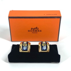 Hermes H pattern Cloisonn Accessories Earrings Gold x Blue