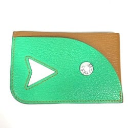 Hermes Serie Bicolor Business Card Holder Pass Case Card Case Green Brown