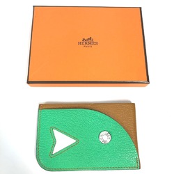 Hermes Serie Bicolor Business Card Holder Pass Case Card Case Green Brown