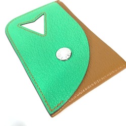 Hermes Serie Bicolor Business Card Holder Pass Case Card Case Green Brown