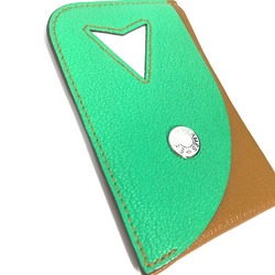 Hermes Serie Bicolor Business Card Holder Pass Case Card Case Green Brown