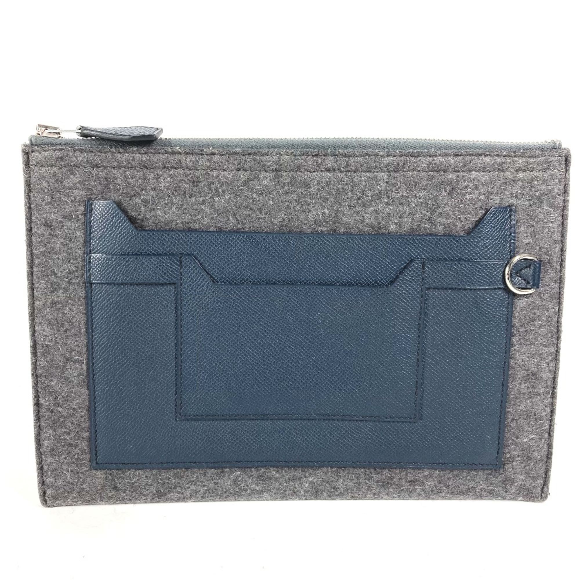 Hermes Bag Pouch Bicolor Clutch bag gray Navy