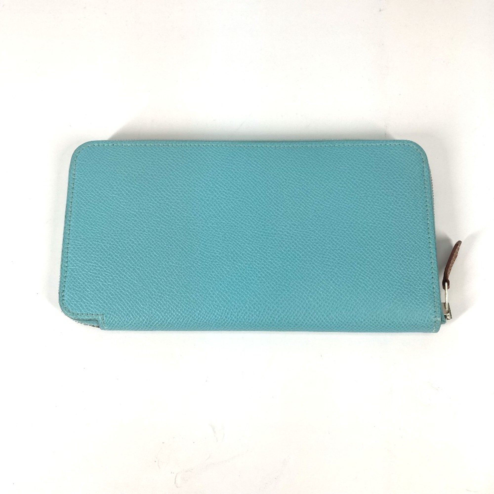 Hermes Azap Long Long wallet Zip Around Long Wallet Blue Atoll blue pink