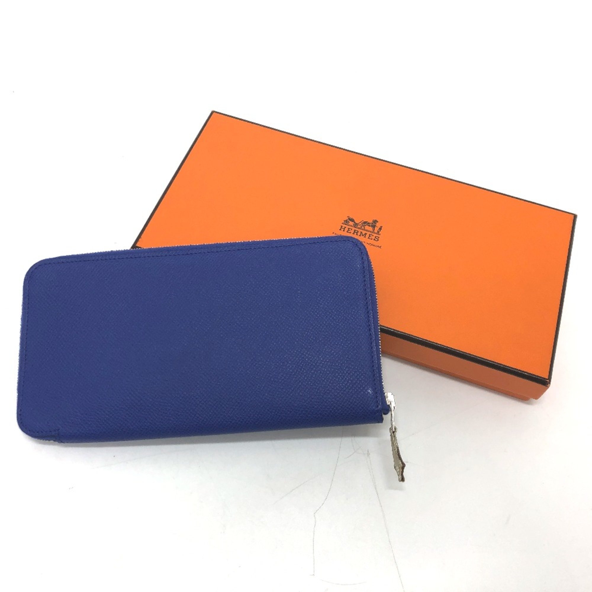 Hermes Zip Around Long Wallet Blue france Blue Based