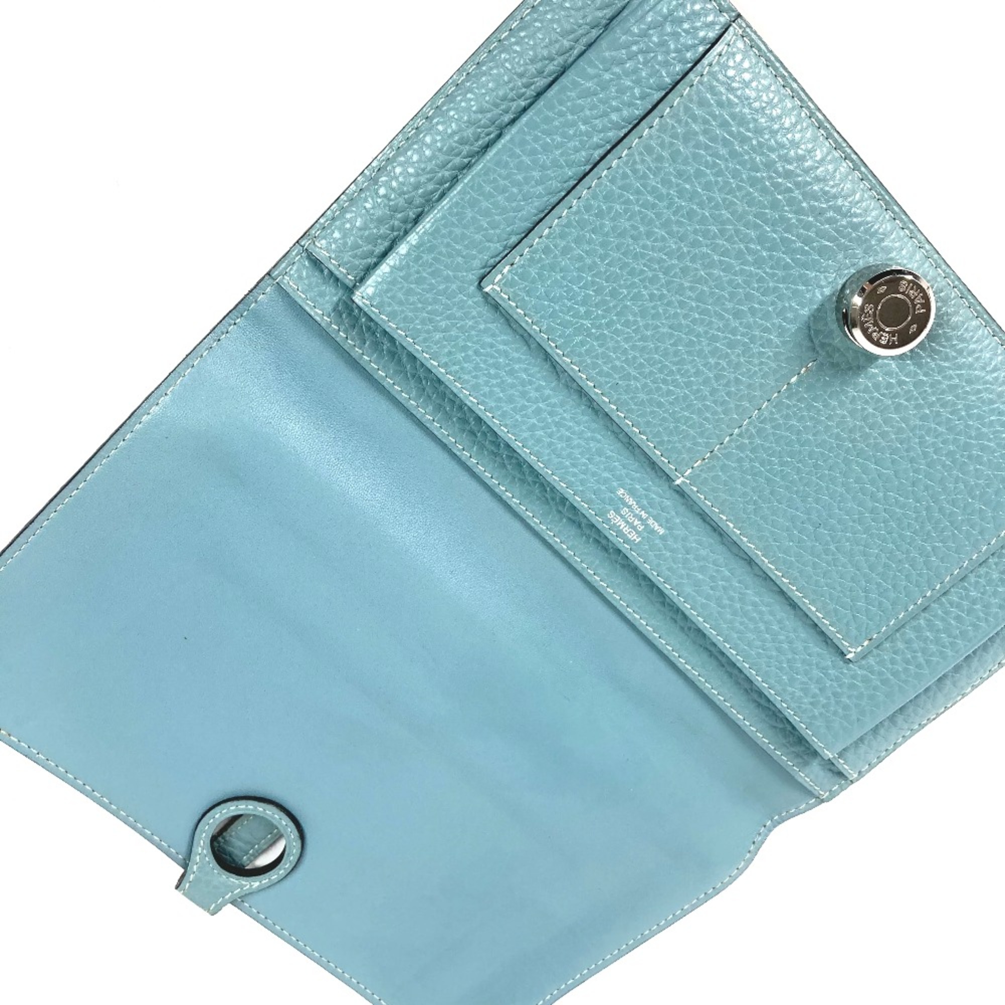 Hermes Long wallet Coin Compartment with coin purse Long Wallet Blue gene blue SilverHardware