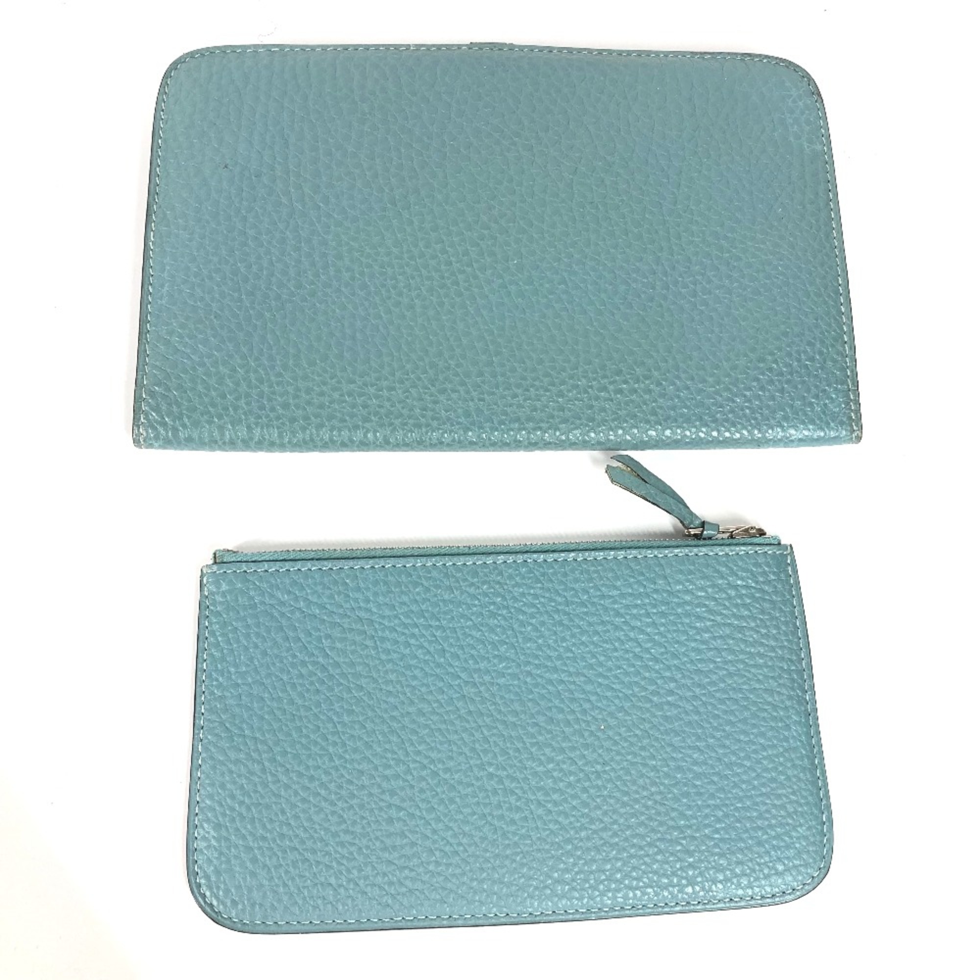 Hermes Long wallet Coin Compartment with coin purse Long Wallet Blue gene blue SilverHardware