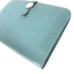 Hermes Long wallet Coin Compartment with coin purse Long Wallet Blue gene blue SilverHardware