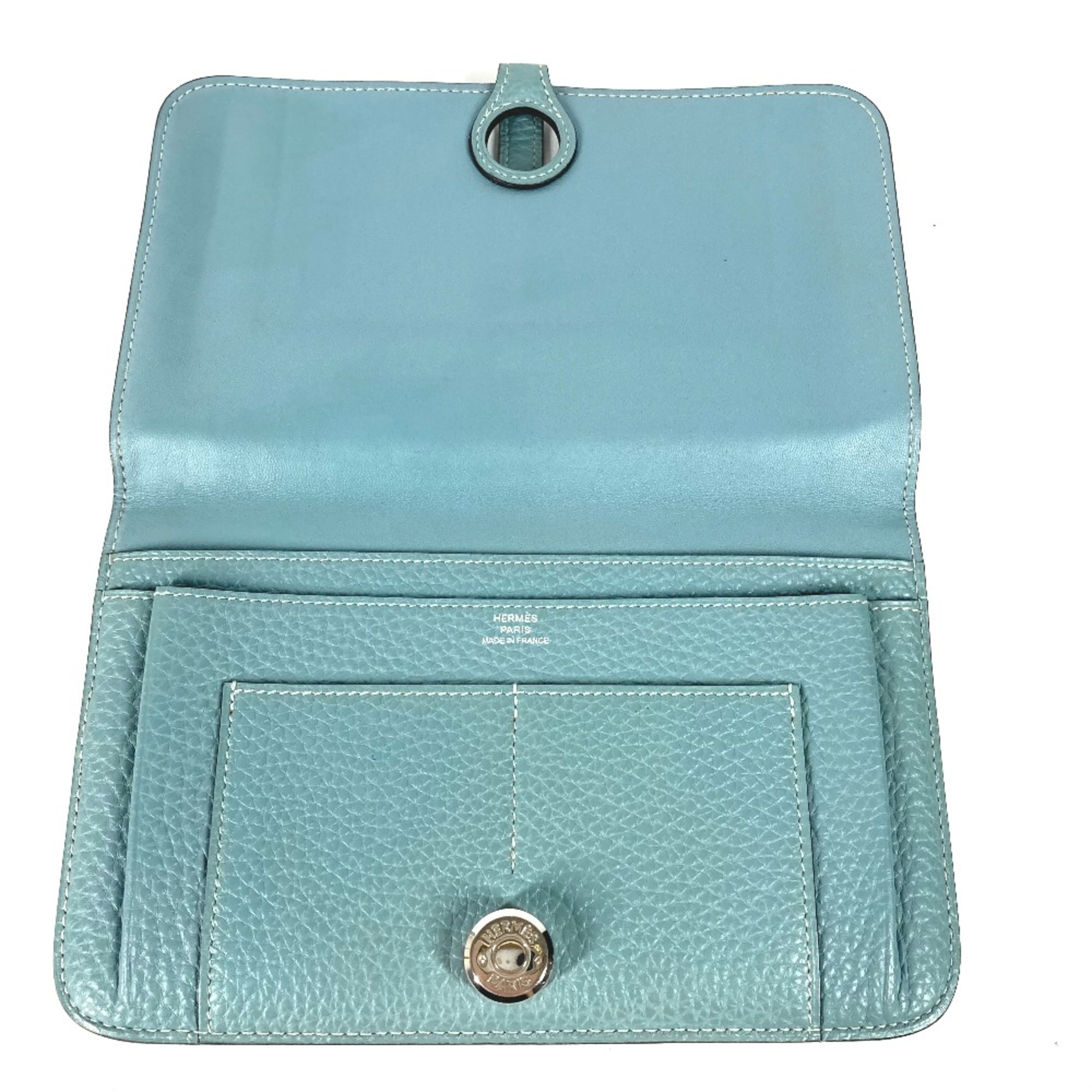 Hermes Long wallet Coin Compartment with coin purse Long Wallet Blue gene blue SilverHardware