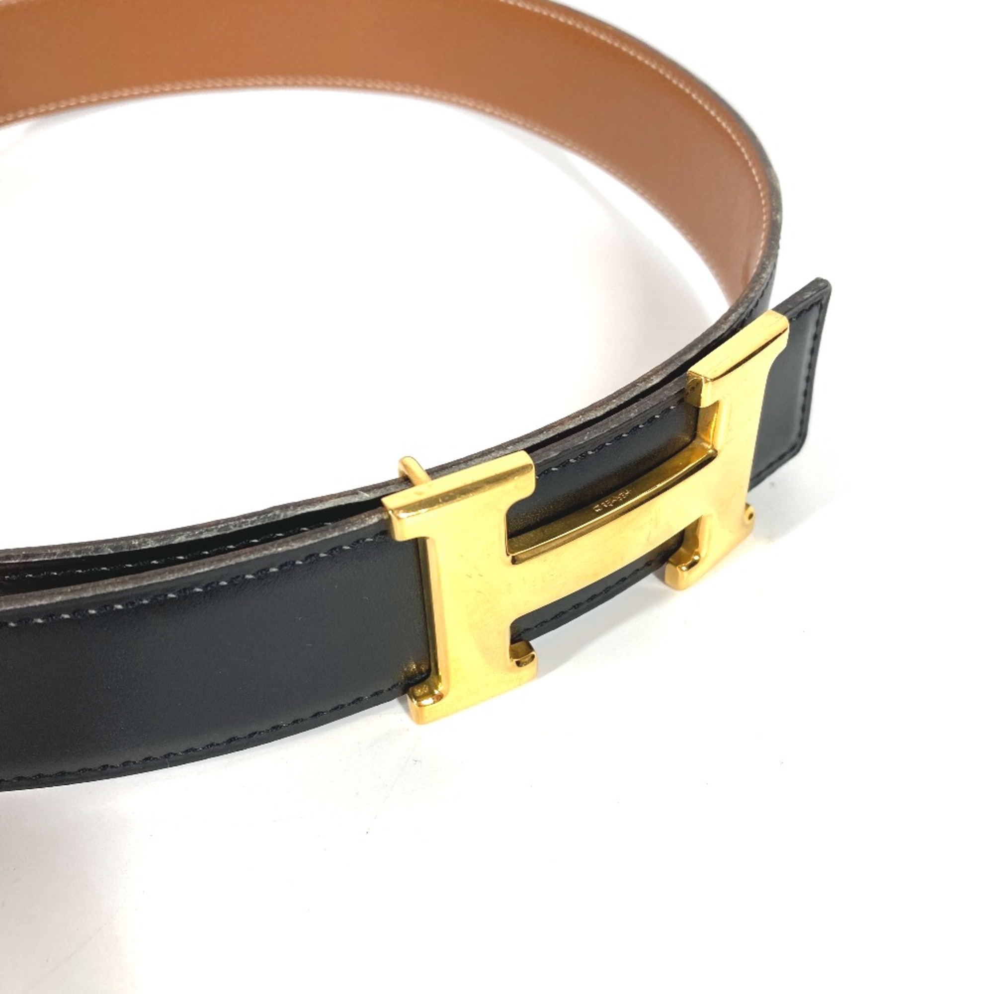 Hermes H belt reversible belt Black x Leather