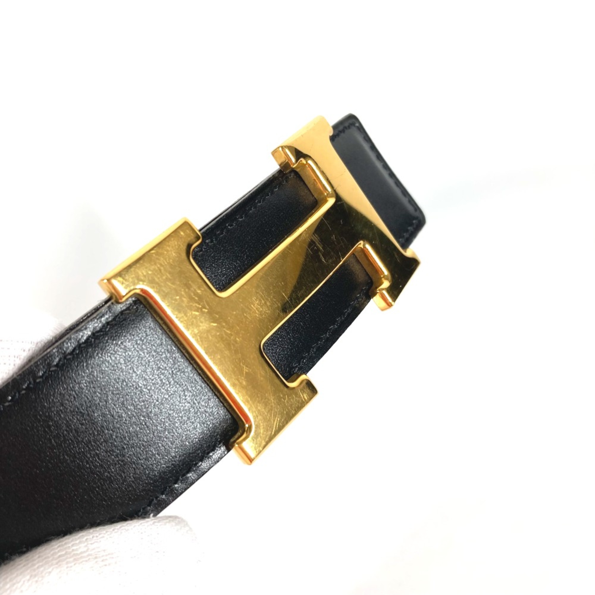 Hermes H belt reversible belt Black x Leather