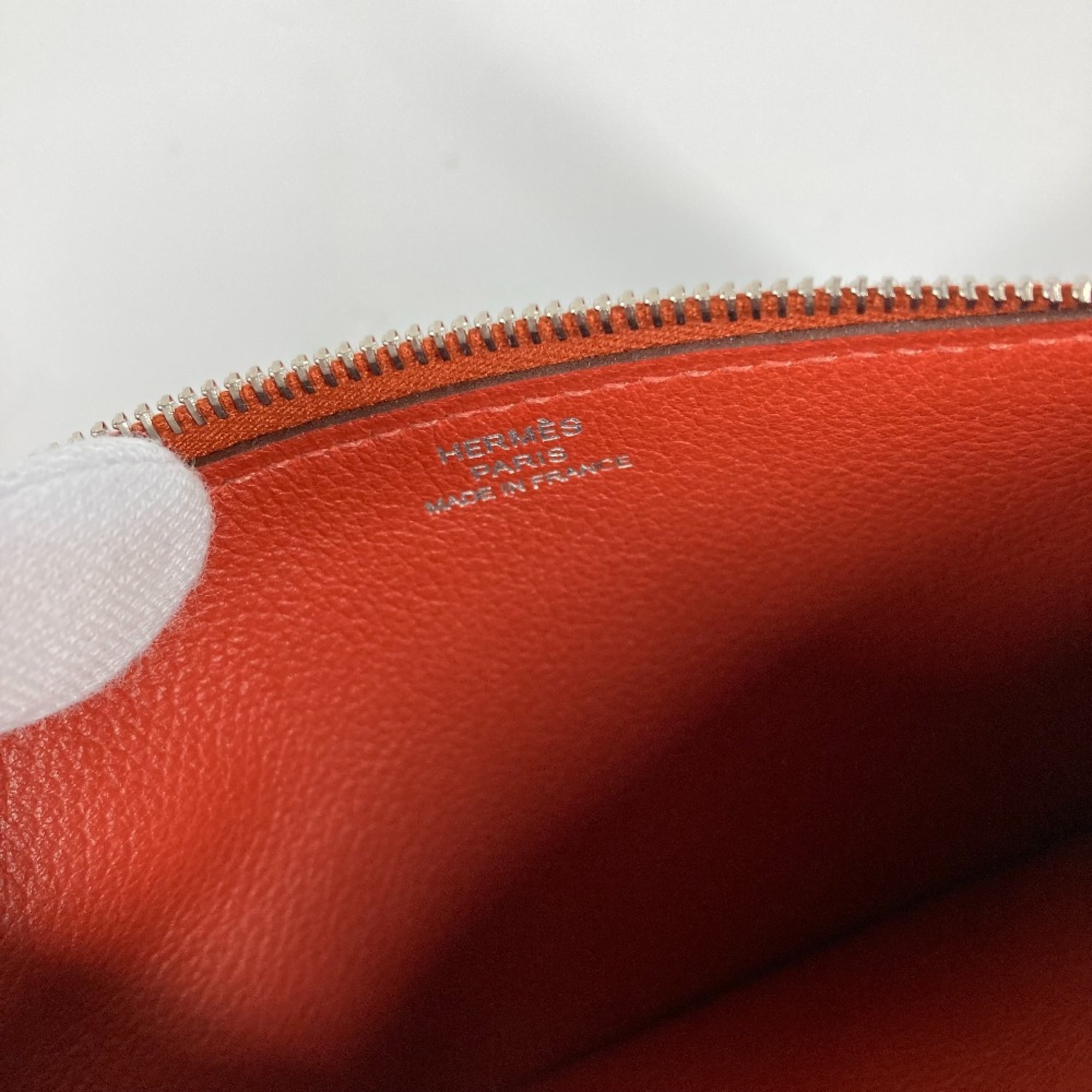 Hermes Long wallet with coin purse Bifold Long Wallet Red Orange Based