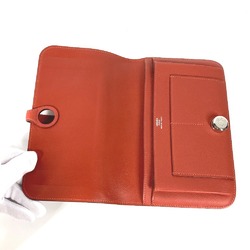 Hermes Long wallet with coin purse Bifold Long Wallet Red Orange Based