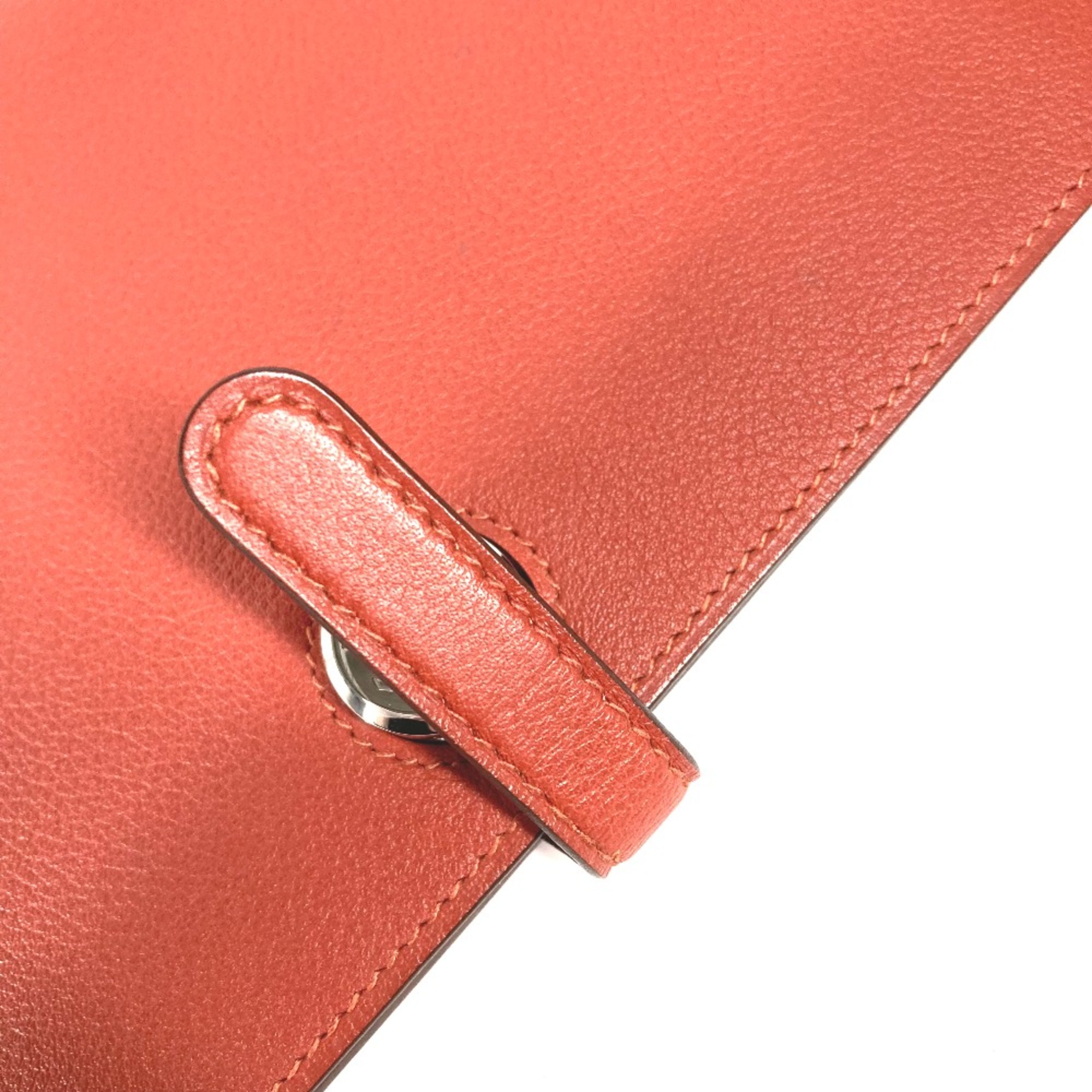 Hermes Long wallet with coin purse Bifold Long Wallet Red Orange Based