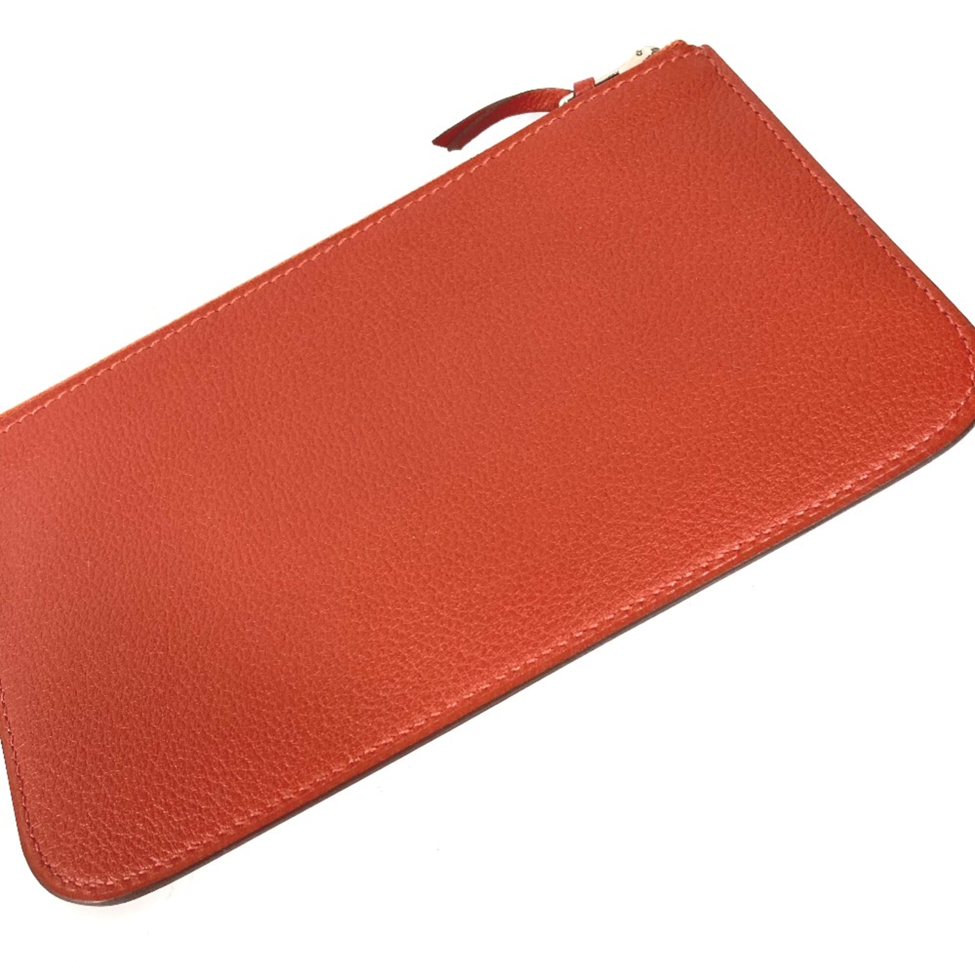 Hermes Long wallet with coin purse Bifold Long Wallet Red Orange Based