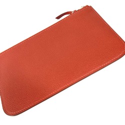 Hermes Long wallet with coin purse Bifold Long Wallet Red Orange Based