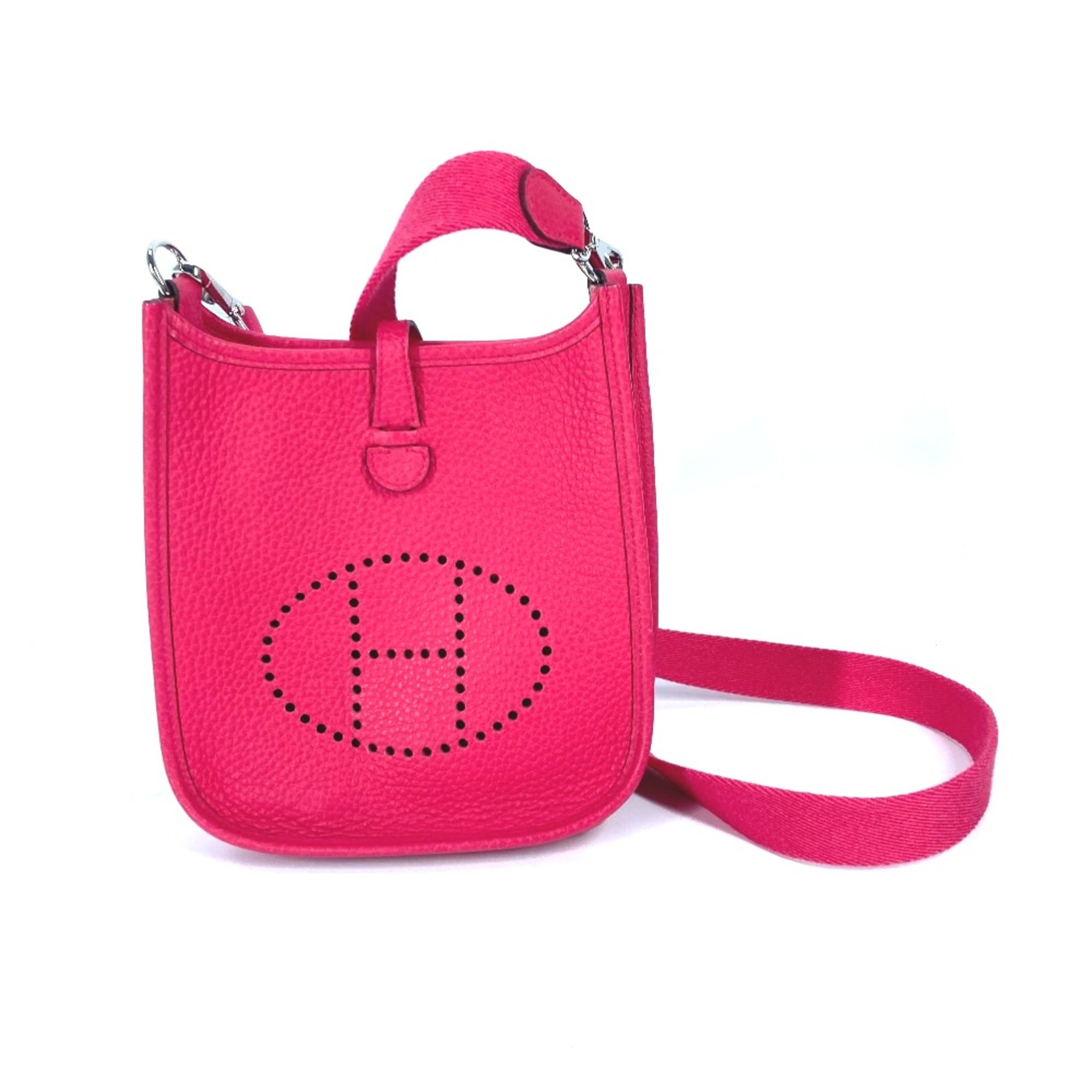 Hermes Crossbody Pochette bag evelyn Shoulder Bag Rose Extreme pink SilverHardware