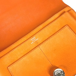 Hermes Long wallet Coin Compartment with coin purse Long Wallet Orange SilverHardware